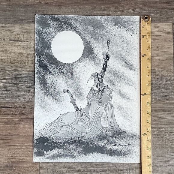 Original ink drawing, Samauri  signed 12"X16.5 - Picture 11 of 11